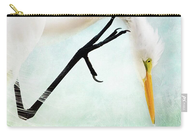 Great Egret Zip Pouch featuring the photograph Scratch Where It Itches by Debra Martz
