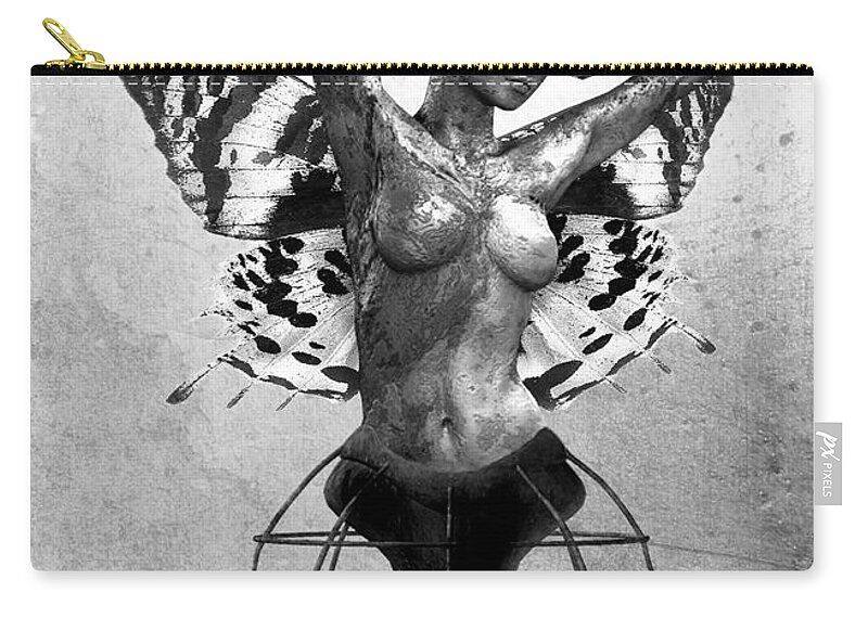 Photodream Zip Pouch featuring the digital art Scream of a Butterfly II by Jacky Gerritsen