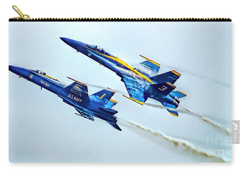 Air Zip Pouch featuring the photograph Screaming Blue Angles by Nick Zelinsky Jr