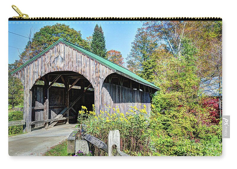 Covered Zip Pouch featuring the photograph Church Street Covered Bridge by Deborah Klubertanz