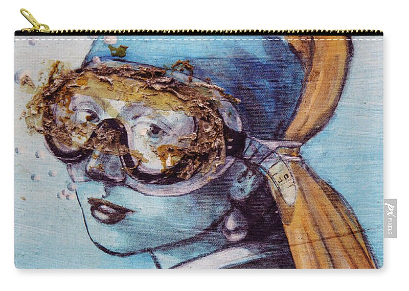 Graffiti Zip Pouch featuring the photograph Scuba Girl with Pearl Earring by Irene Suchocki