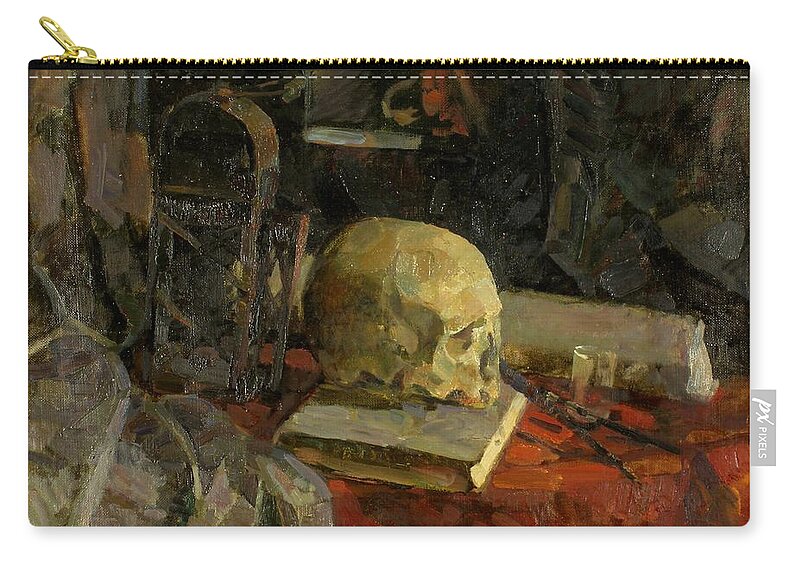 Skull Zip Pouch featuring the painting Scull by Robert Nizamov