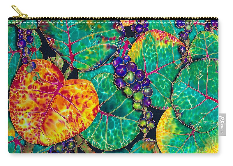 Jean-baptiste Design Zip Pouch featuring the painting Sea Grapes by Daniel Jean-Baptiste