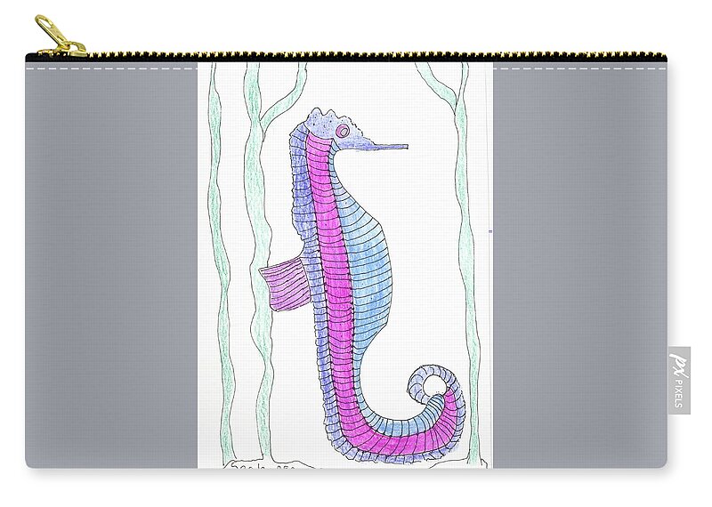 Sea Horse Zip Pouch featuring the painting Sea Horse by Helen Holden-Gladsky