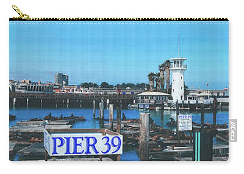 San Francisco Zip Pouch featuring the photograph Sea Lions On Pier 39 by Mountain Dreams