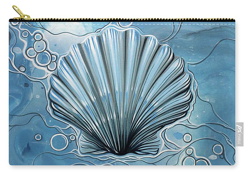 Wood Panel Painting Zip Pouch featuring the painting Sea Scalop by William Love
