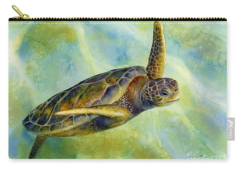 Underwater Zip Pouch featuring the painting Sea Turtle 2 by Hailey E Herrera