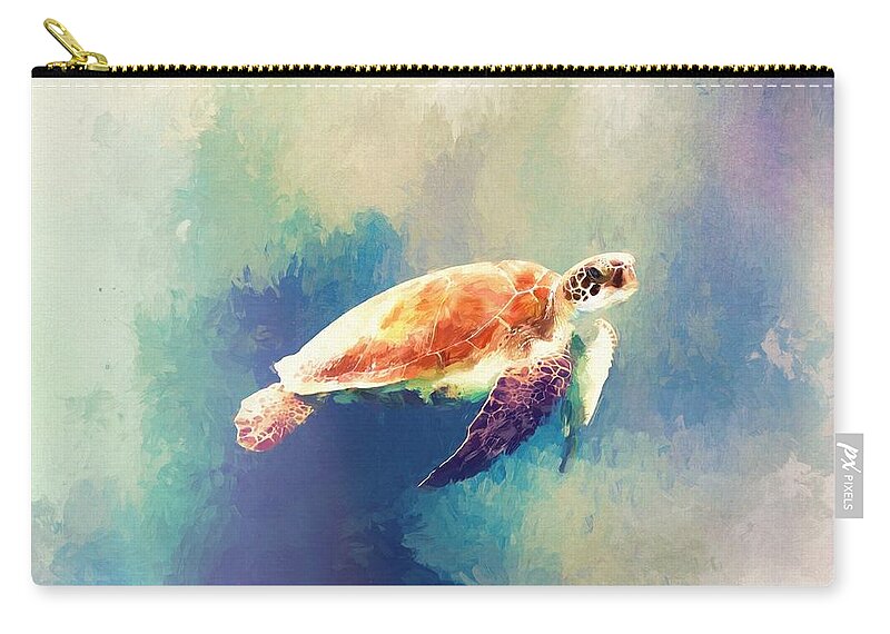 Sea Turtle Zip Pouch featuring the painting Sea Turtle by Modern Art