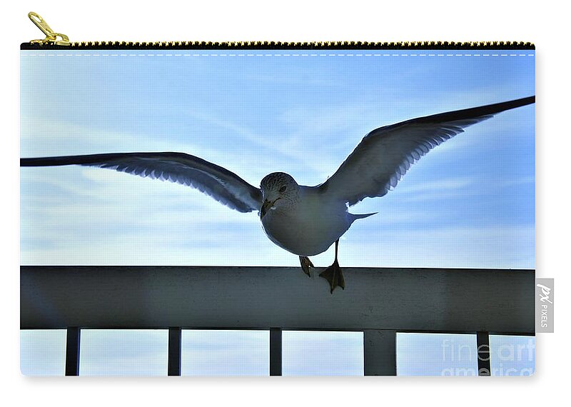 Birds Zip Pouch featuring the photograph Sea Wings Of A Gull by Jan Gelders