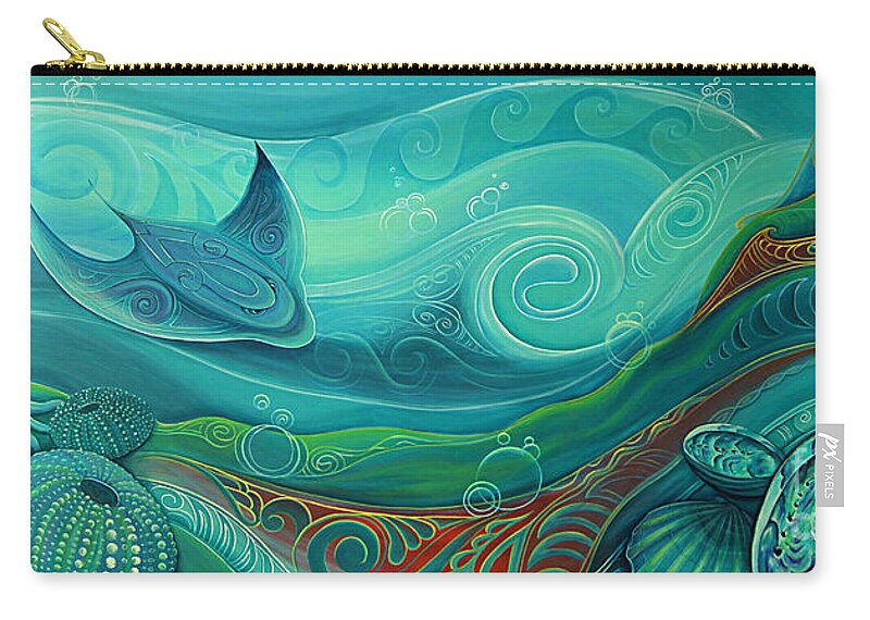 Seabed Zip Pouch featuring the painting Seabed by Reina Cottier by Reina Cottier