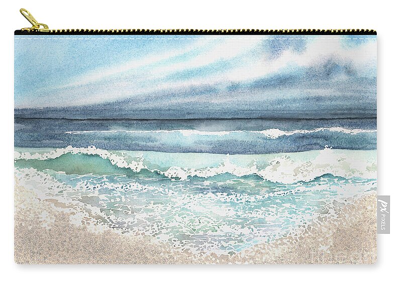 Ocean Carry-all Pouch featuring the painting Seafoam Lace by Hilda Wagner