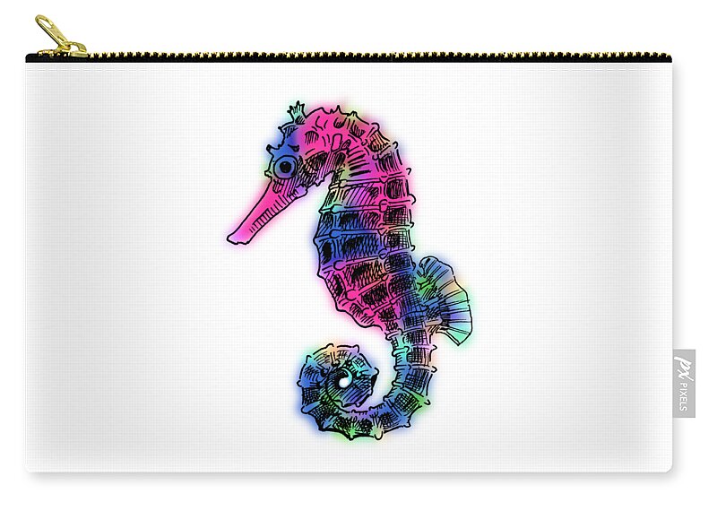 Seahorse Zip Pouch featuring the digital art Seahorse Colorful by Masha Batkova