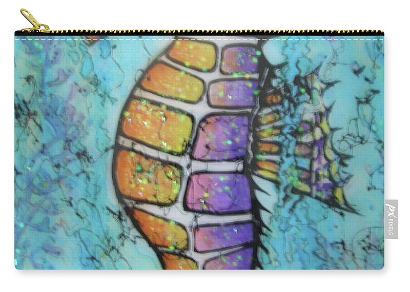 Turquoise Carry-all Pouch featuring the painting Seahorse Downunder by Midge Pippel