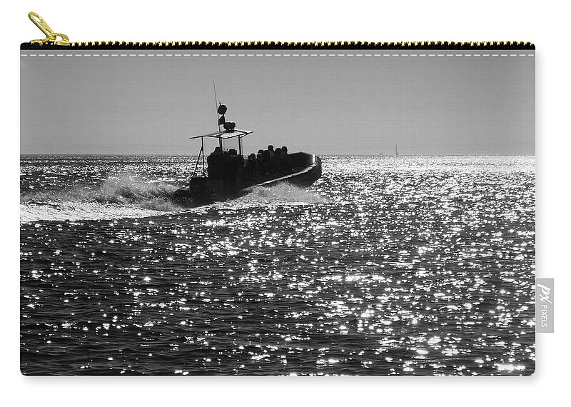 B&w Zip Pouch featuring the photograph Search for Whales by Susan Lafleur