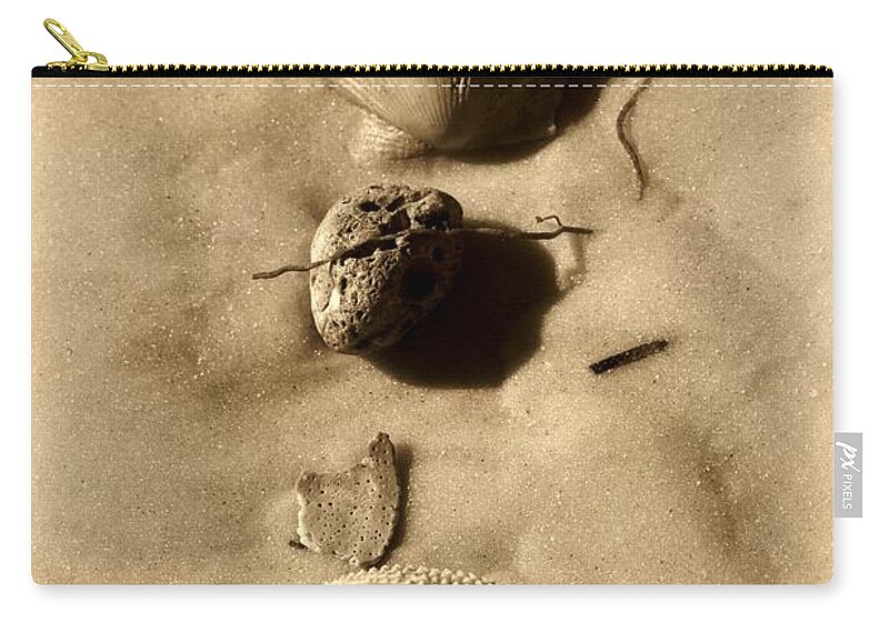  Zip Pouch featuring the photograph Seashells in Sepia by Kim Blaylock