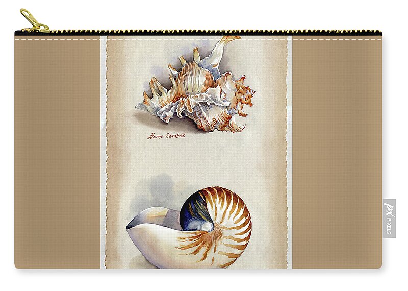 Seashells Carry-all Pouch featuring the photograph Seashells Murex and Nautilus by Maria Rabinky