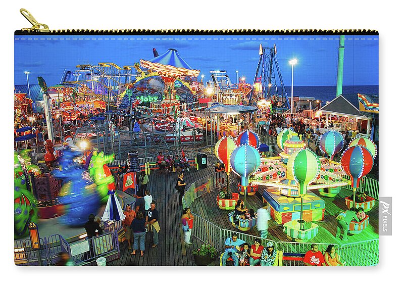 Seaside Zip Pouch featuring the photograph Seaside Heights Casino Pier by James Kirkikis