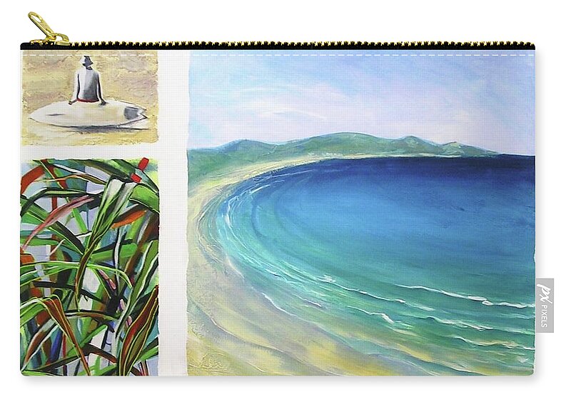 Surf Zip Pouch featuring the painting Seaside Memories by Chris Hobel