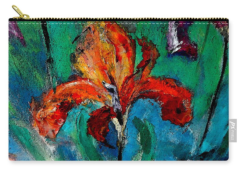 Iris Zip Pouch featuring the painting Season of Iris by Lisa Kaiser