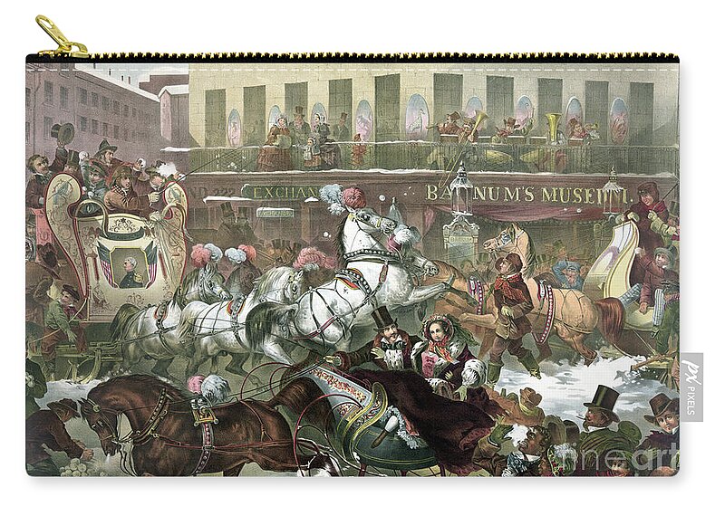History Zip Pouch featuring the photograph Seasons Greetings, Happy Holidays, 1855 by Science Source