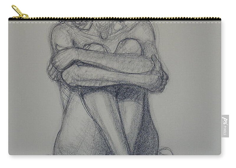 Realism Zip Pouch featuring the drawing Seated Nude with Crossed Legs by Donelli DiMaria
