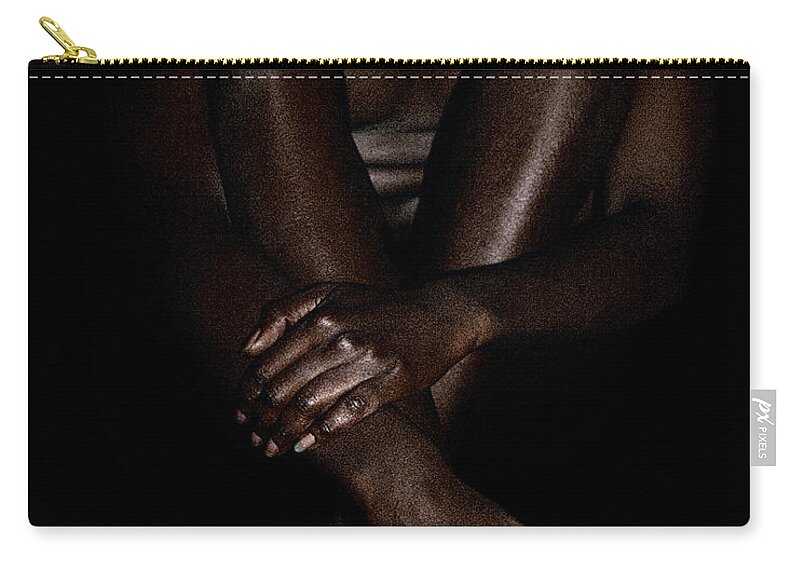 Woman Zip Pouch featuring the photograph Seated Woman by David Kleinsasser