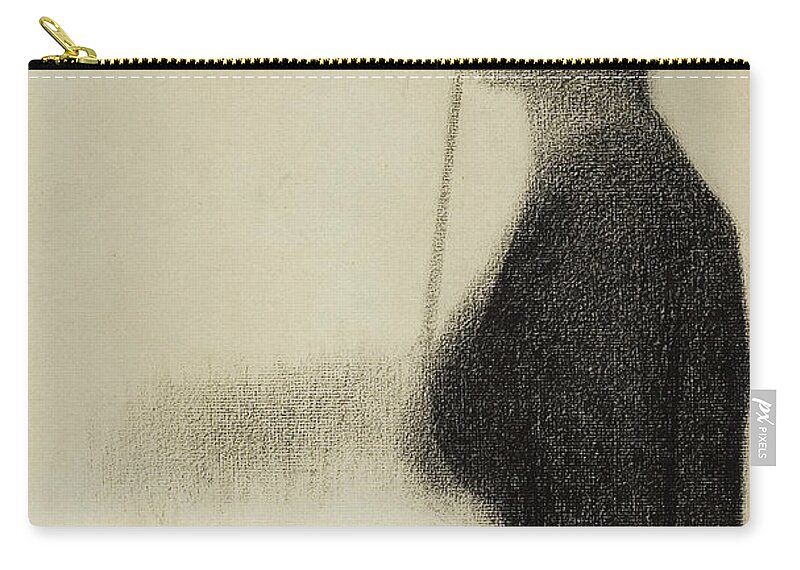 Seurat Zip Pouch featuring the drawing Seated Woman with a Parasol by Georges Pierre Seurat