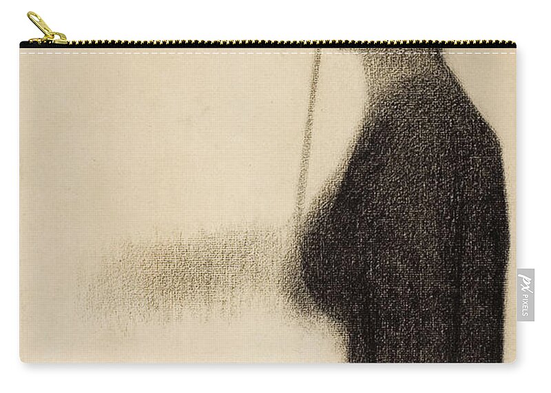 Georges Seurat Zip Pouch featuring the drawing Seated Woman with a Parasol. Study for La Grande Jatte by Georges Seurat
