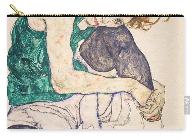 Egon Schiele Zip Pouch featuring the drawing Seated Woman with Legs Drawn Up by Egon Schiele