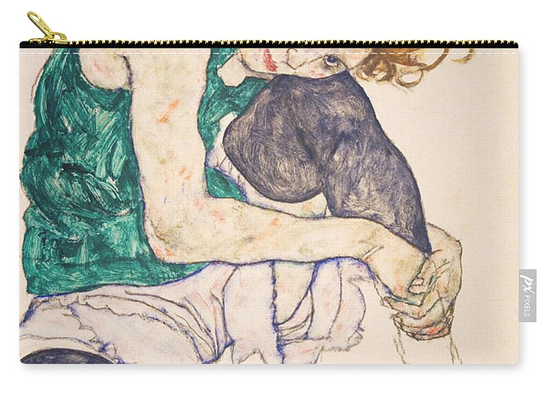 Egon Schiele Zip Pouch featuring the painting Seated Woman With Bent Knee #2 by Egon Schiele