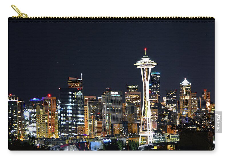 Seattle Zip Pouch featuring the photograph Seattle Night Sky by Brian O'Kelly