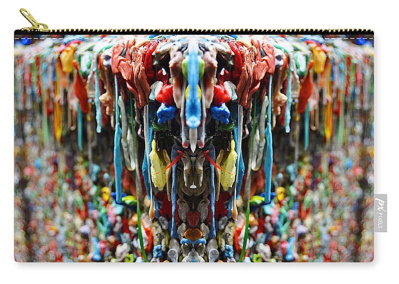 Gum Carry-all Pouch featuring the digital art Seattle Post Alley Gum Wall Reflection by Pelo Blanco Photo
