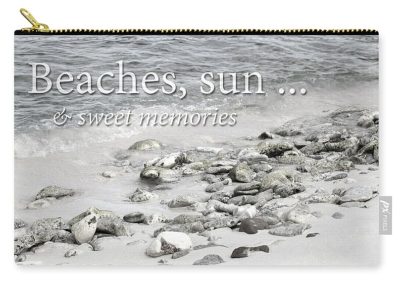 Creative Zip Pouch featuring the photograph Seaview with text. by Vanessa D -