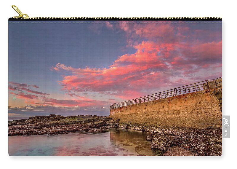 Beach Zip Pouch featuring the photograph Seawall by Peter Tellone