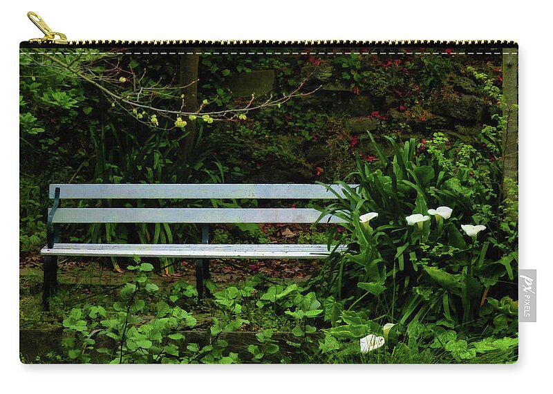 Bench Zip Pouch featuring the photograph Secluded Seating by Steve Taylor