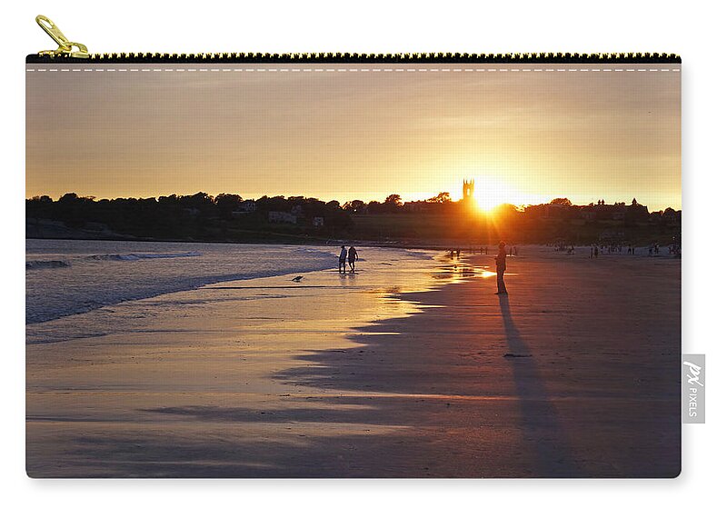 Newport Zip Pouch featuring the photograph Second Beach Newport RI Long Shadow by Toby McGuire