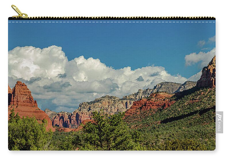 Red Zip Pouch featuring the photograph Sedona Panoramic II by Bill Gallagher