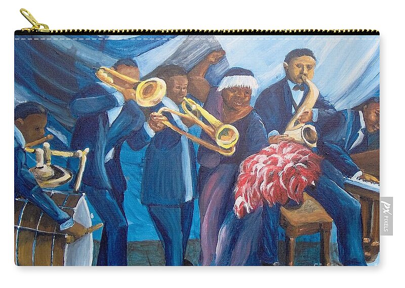 African-american Zip Pouch featuring the painting See the Music by Saundra Johnson