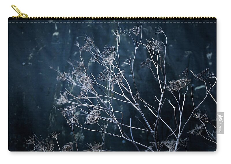  Zip Pouch featuring the photograph Seedheads and Tarpaulin by Anita Nicholson