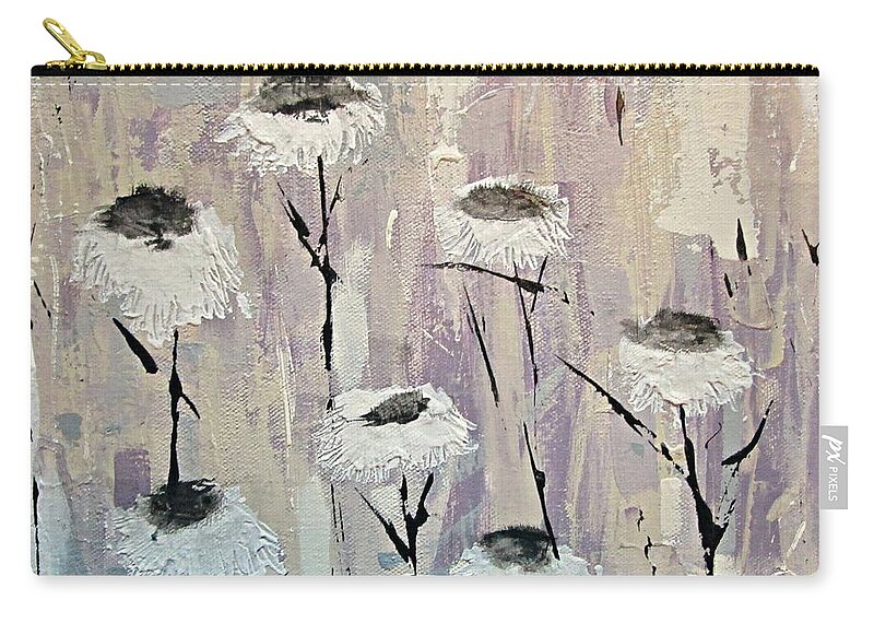 Chalk Paint Zip Pouch featuring the painting Seeds of Happiness by Mary Mirabal