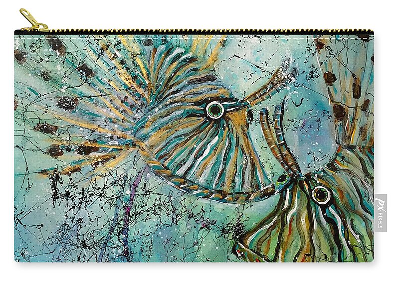Iionfish Carry-all Pouch featuring the painting Seeing Eye to Eye by Midge Pippel