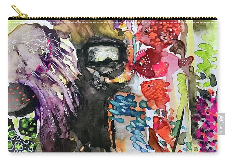 Scuba Zip Pouch featuring the painting Seeing The Sea by Nicole Slater
