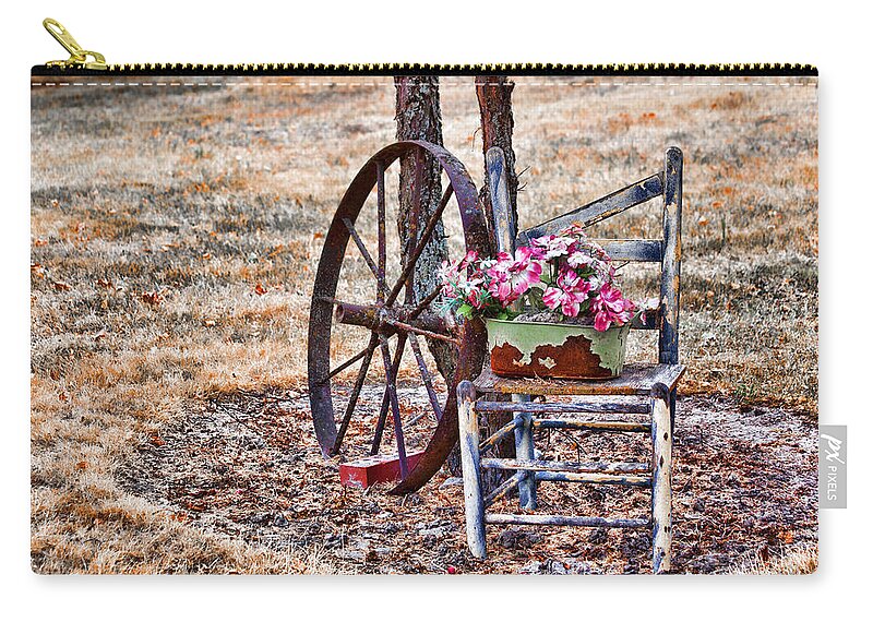 Chair Zip Pouch featuring the photograph Seen Better Days by Fran Riley