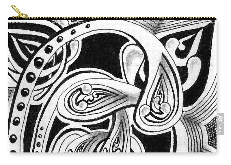 Zentangle Zip Pouch featuring the drawing Self Love by Jan Steinle