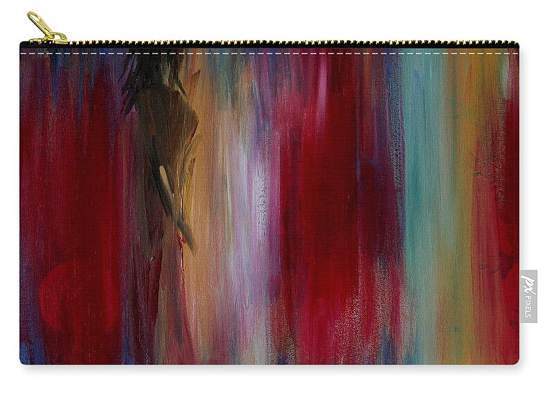 Woman Zip Pouch featuring the painting Self Portrait-4 Colors of my World by Julie Lueders 