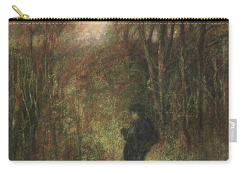 Traveler Carry-all Pouch featuring the painting Self Portrait with Landscape by David Ladmore
