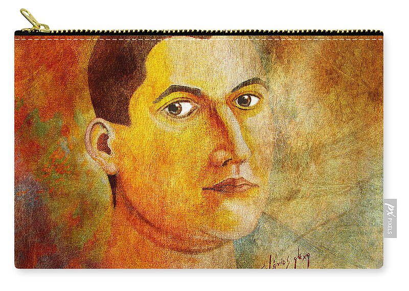 Selfportrait Zip Pouch featuring the painting Selfportrait oil by Alexa Szlavics