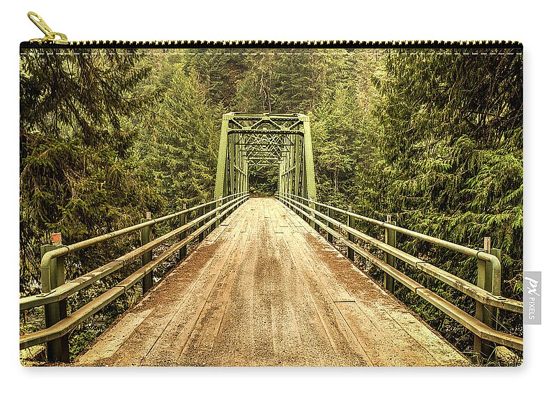 Green Zip Pouch featuring the photograph Selway River Bridge by Brad Stinson