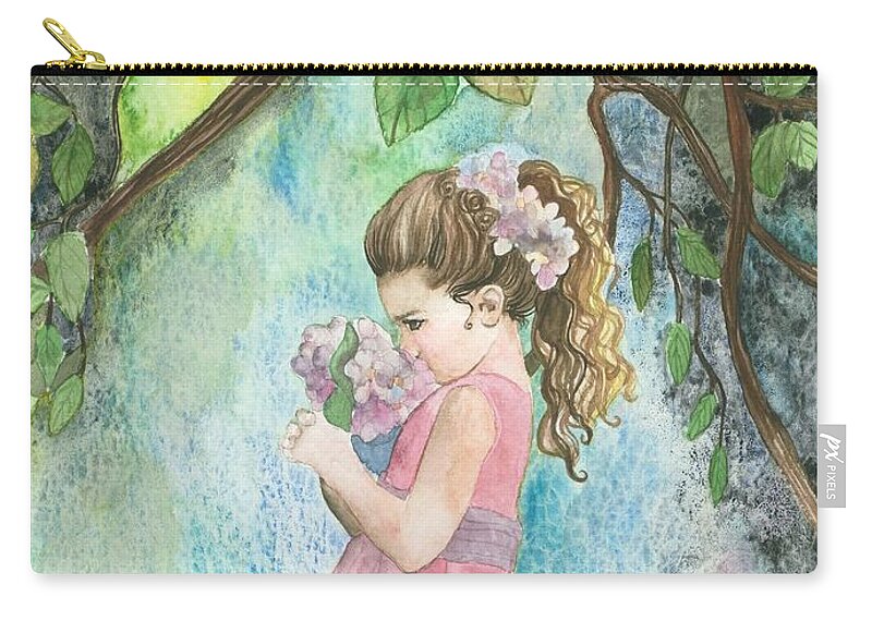 Girl Zip Pouch featuring the painting Senses Abound by Kim Whitton