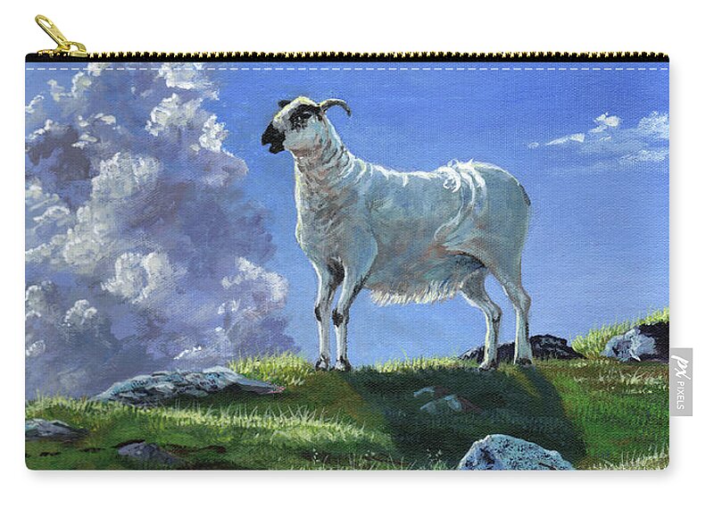 Tim Zip Pouch featuring the painting Sentinal of the highlands by Timithy L Gordon